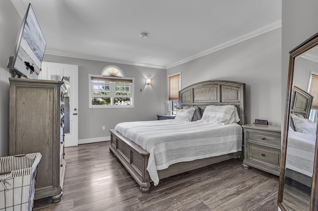 37 N Monroe St, Coldwater, MI 49036 - bedroom with ornamental molding and dark wood-style flooring