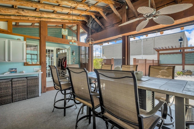 37 N Monroe St, Coldwater, MI 49036 - view of patio with fence, a ceiling fan, and outdoor dining space