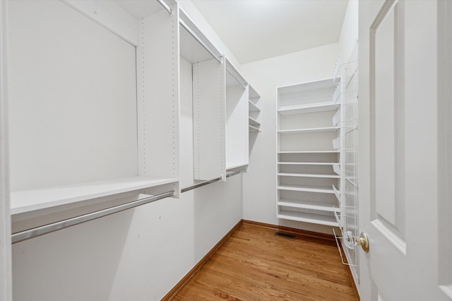 spacious closet with light wood-type flooring