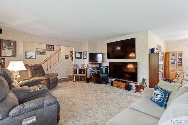 1402 Westhaven Blvd, Tecumseh, MI 49286 - carpeted living area featuring stairway