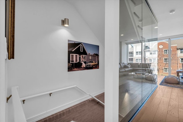 2809 Brush St, Detroit, MI 48201 - hallway with wood-type flooring and recessed lighting