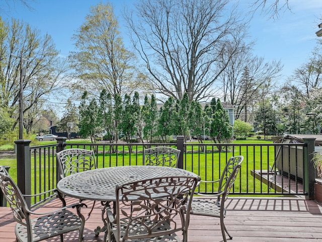 22641 N Nottingham Dr, Beverly Hills, MI 48025 - wooden terrace featuring a yard and outdoor dining area