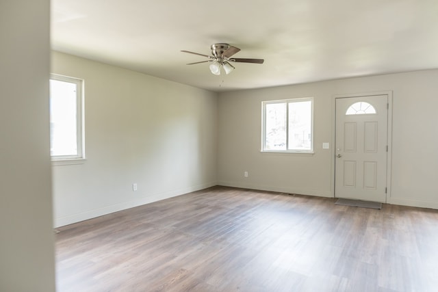 9114 Island Dr, Clay, MI 48001 - entryway featuring ceiling fan, healthy amount of natural light, and wood finished floors