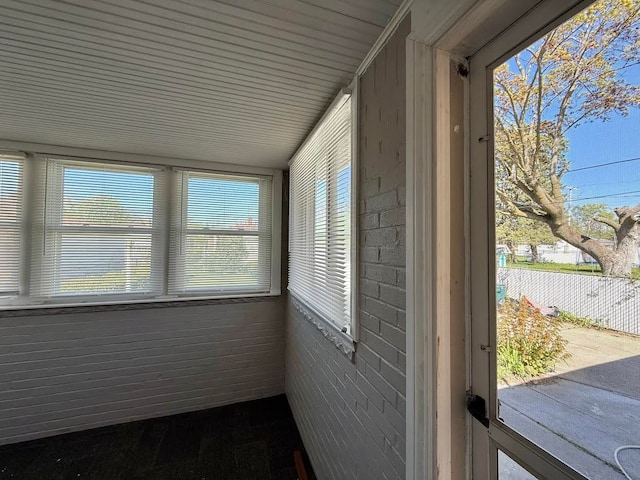 view of unfurnished sunroom