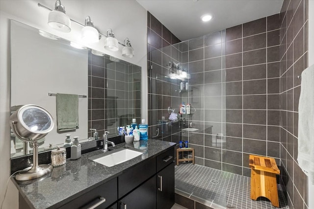 444 W Willis St Unit 204, Detroit, MI 48201 - full bath with walk in shower, vanity, and recessed lighting