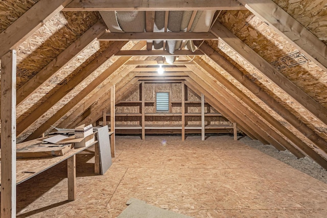 view of unfinished attic