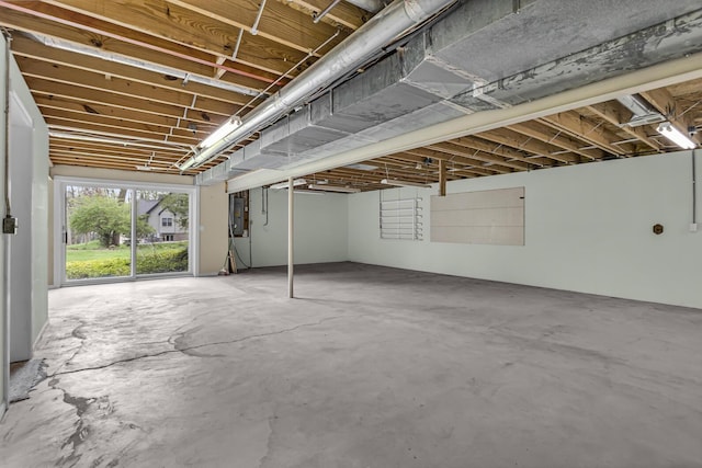 basement with electric panel