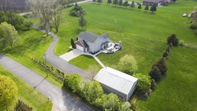 aerial view with a rural view