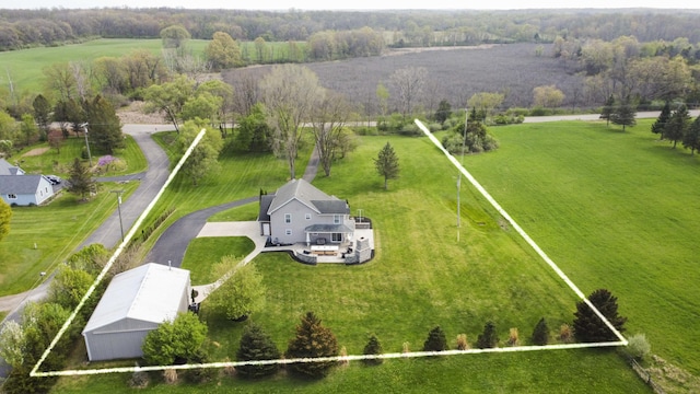 drone / aerial view with a rural view
