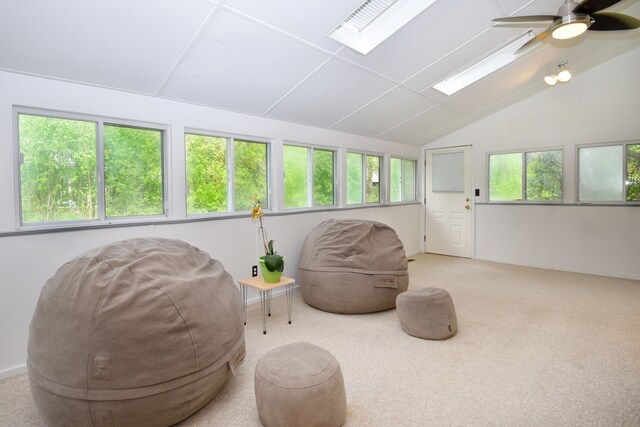 5100 Kings Gate Way, Bloomfield Hills, MI 48302 - sitting room with lofted ceiling, a ceiling fan, carpet flooring, and baseboards