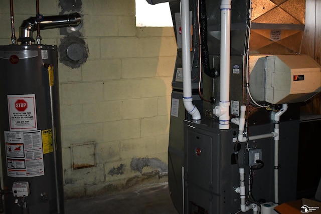 utility room with water heater