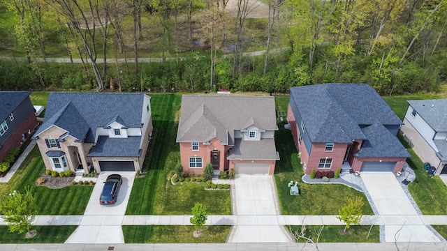 aerial view with a residential view