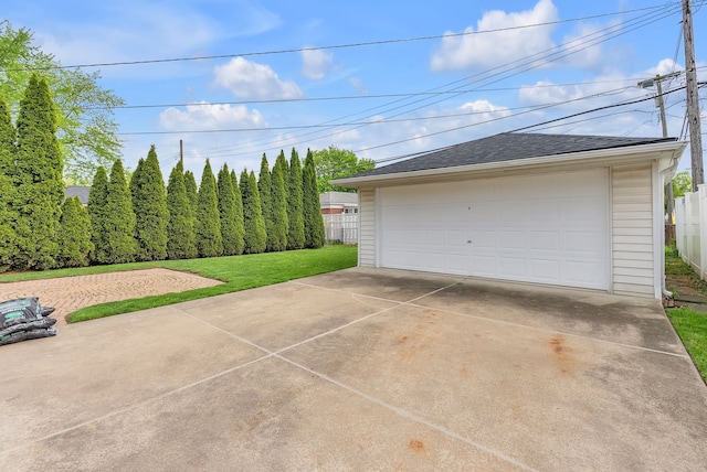 detached garage with fence