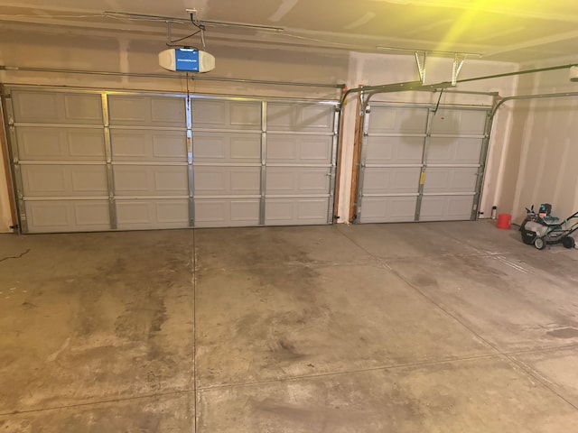 garage with a garage door opener