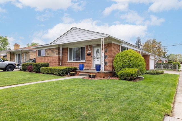 bungalow featuring brick siding, driveway, and an attached garage