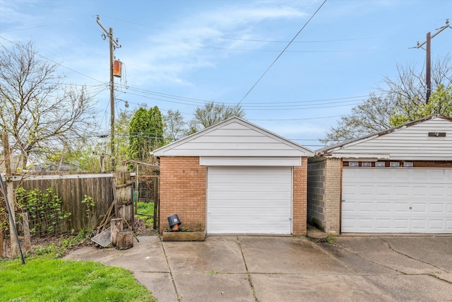detached garage with fence