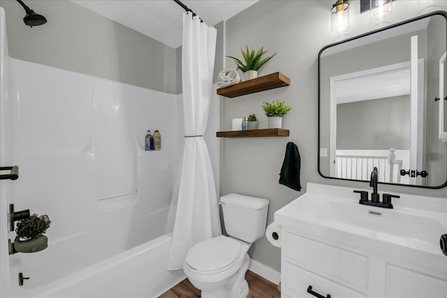 863 Calpernia, Wixom, MI 48393 - full bath featuring toilet, wood finished floors, vanity, shower / bathtub combination with curtain, and baseboards