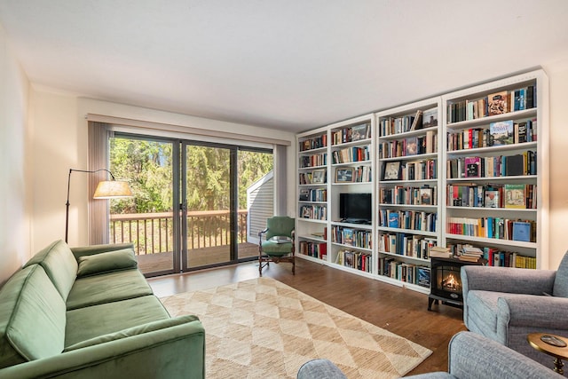 living area with wood finished floors