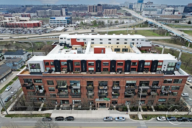 aerial view featuring a city view