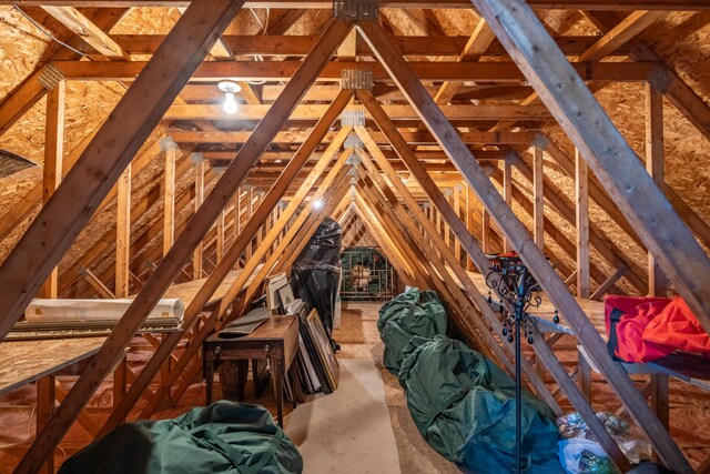 view of unfinished attic