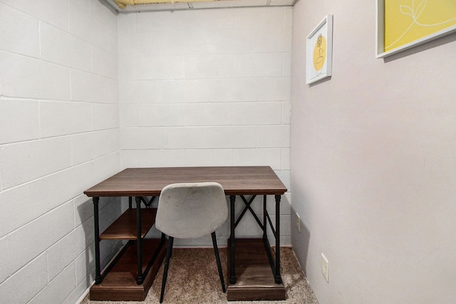 view of carpeted home office