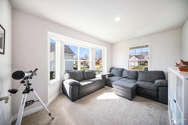809 Sarah Ln, Milan, MI 48160 - living area with light carpet, baseboards, and recessed lighting