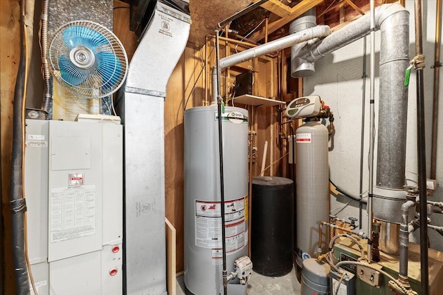 utility room with water heater