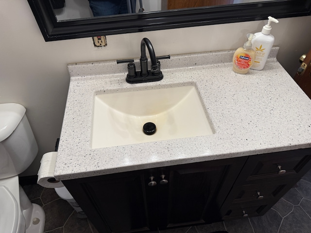 bathroom view of vanity and toilet