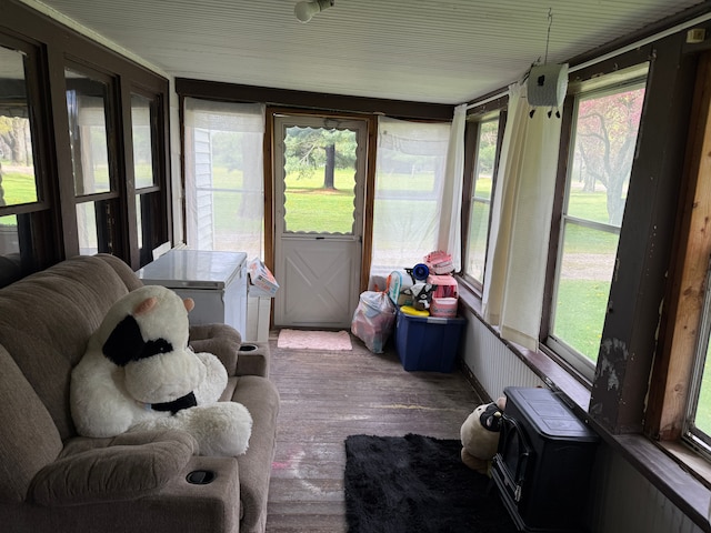 sunroom with wood finished floors