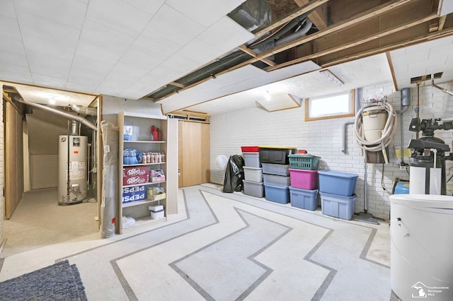 basement featuring water heater