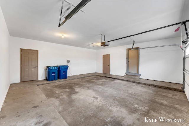 garage with a garage door opener