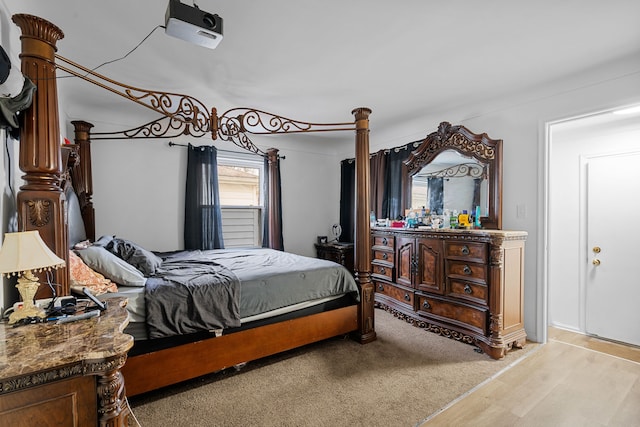 bedroom with light wood-style flooring