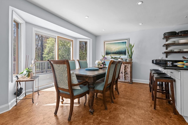 3370 Breezewood, Ortonville, MI 48462 - dining area with baseboards, recessed lighting, and bar area