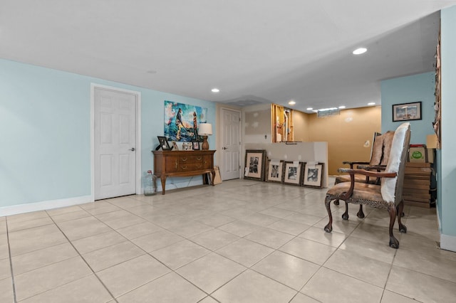 3370 Breezewood, Ortonville, MI 48462 - sitting room with recessed lighting, light tile patterned floors, and baseboards