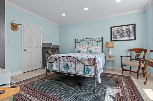 3370 Breezewood, Ortonville, MI 48462 - bedroom with ornamental molding, recessed lighting, tile patterned flooring, and baseboards