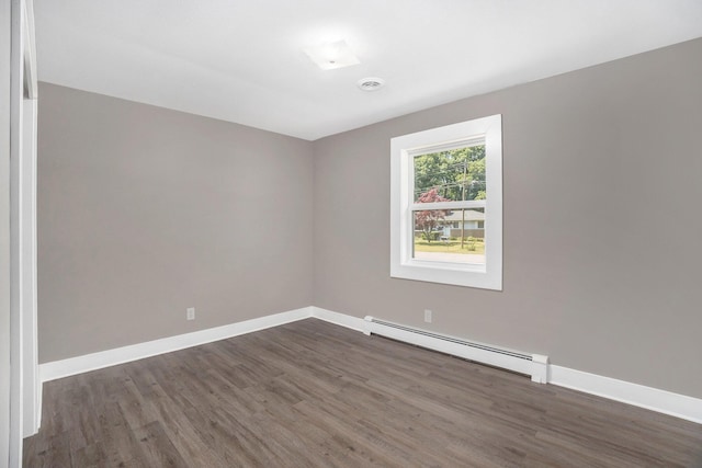 2737 Patricia Dr, Muskegon, MI 49445 - empty room with a baseboard radiator and dark wood-style flooring