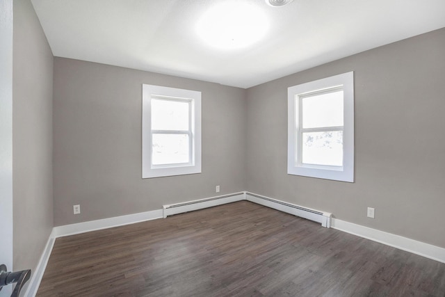 2737 Patricia Dr, Muskegon, MI 49445 - unfurnished room with dark wood-type flooring and a baseboard radiator