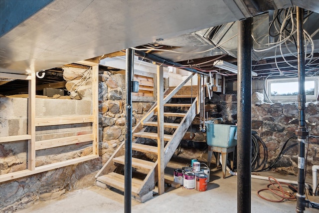 below grade area with stairs