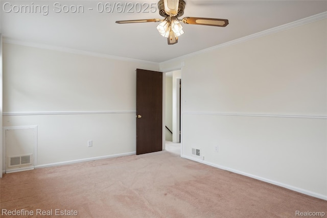 42127 Addison Ave, Canton, MI 48187 - unfurnished room featuring ornamental molding, carpet floors, a ceiling fan, and baseboards
