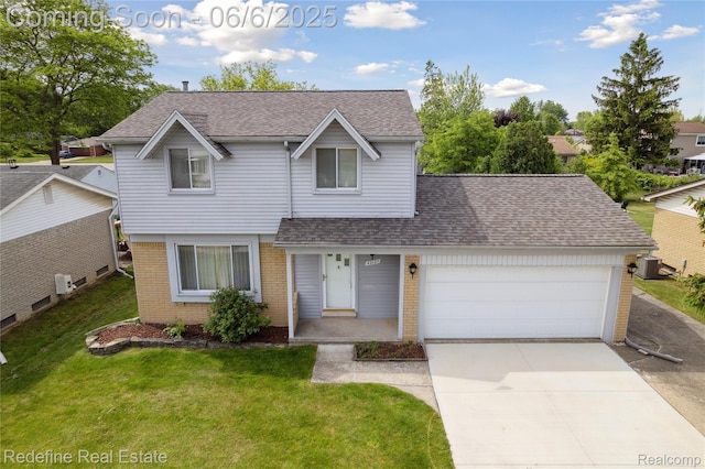 42127 Addison Ave, Canton, MI 48187 - traditional home with brick siding, a garage, roof with shingles, and driveway