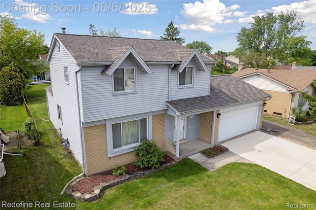 42127 Addison Ave, Canton, MI 48187 - view of front of property with brick siding, driveway, an attached garage, and a shingled roof