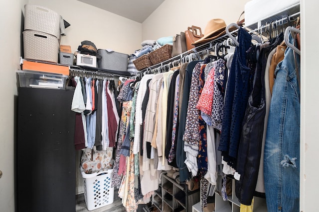 spacious closet with wood finished floors