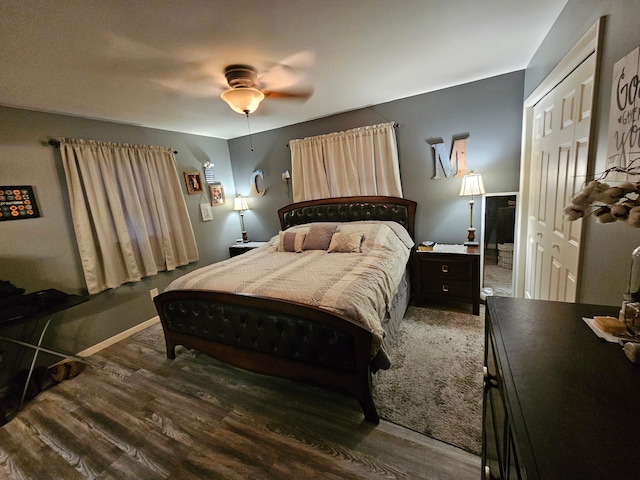 3544 Burnsline Rd, Brown City, MI 48416 - bedroom with baseboards, a ceiling fan, and wood finished floors