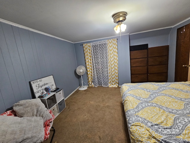 3544 Burnsline Rd, Brown City, MI 48416 - carpeted bedroom with wood walls and crown molding