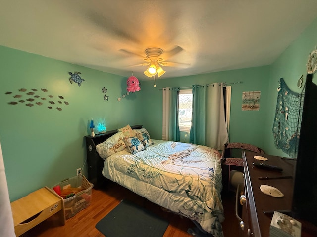 15183 Yale Rd, Lynn, MI 48097 - bedroom with a ceiling fan and wood finished floors