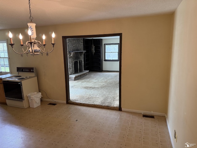 8367 S Douglas Rd, Bedford, MI 48144 - unfurnished dining area featuring baseboards, light floors, a chandelier, and plenty of natural light