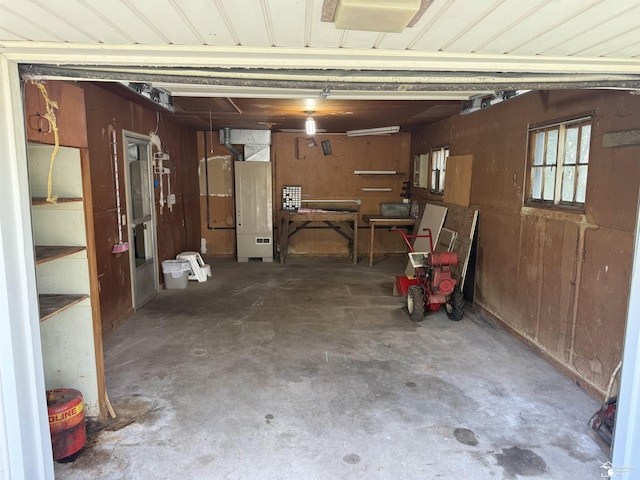 8367 S Douglas Rd, Bedford, MI 48144 - garage with heating unit and wooden walls