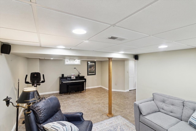 6572 Larme Ave, Allen Park, MI 48101 - living area featuring a paneled ceiling, visible vents, baseboards, and recessed lighting