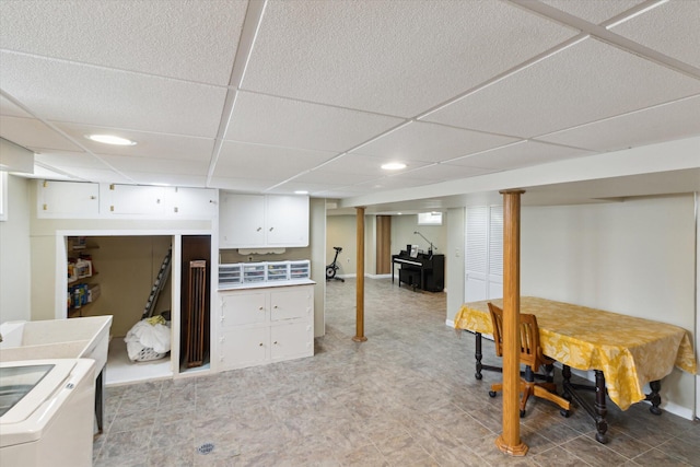 6572 Larme Ave, Allen Park, MI 48101 - interior space with a paneled ceiling, light floors, washer / dryer, and recessed lighting