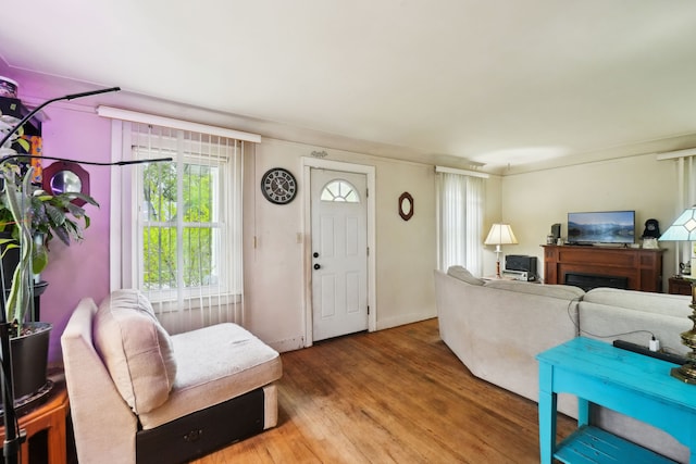 933 Cameron Ave, Pontiac, MI 48340 - living room with wood finished floors and a fireplace